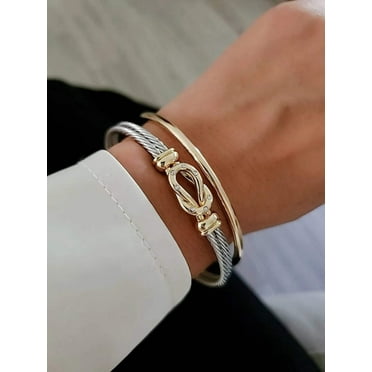 Reef Knot Gold Filled Silver Cable Bracelet