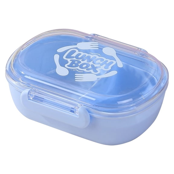 VKLU 1Pc Microwave Safe Bento Box, Leakproof Divided Lunch Container with Spoon for Campus & Office, BPA-Free Meal Prep Storage, Blue