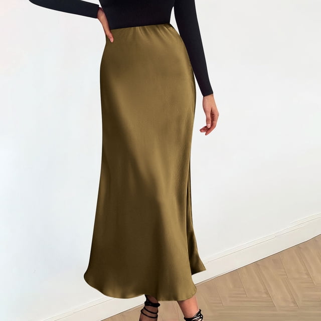 Pisexur Jupe Automne Mode Femmes Décontractée Confortable Couleur Unie Jupe Taille Haute Jupe Femmes