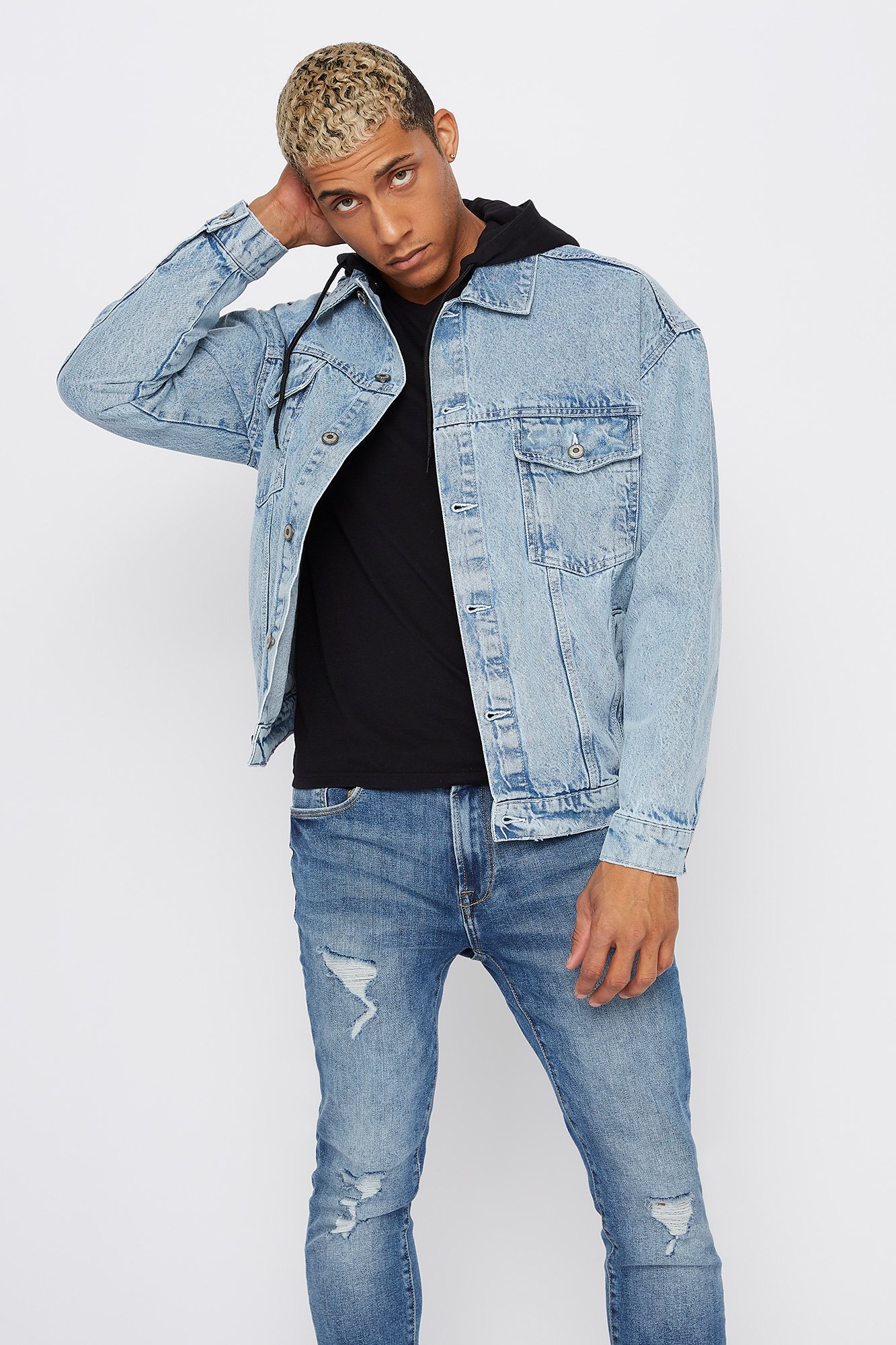 trucker jacket with hood