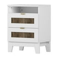 thumbnail image 4 of 2-Drawer Farmhouse Wooden Nightstand with Wooden Strip Decoration and Metal Handle, 4 of 11