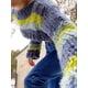 thumbnail image 3 of VISgogo, suéter de punto a la moda para mujer, Tops cortos de manga larga de Color a rayas en contraste, jerséis salvajes informales de primavera VISgogo  moda, 3 of 9