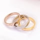 thumbnail image 2 of Anillo de lujo ligero con diamantes para mujer, anillo de acero de titanio y circonita sin color de 18 quilates, 2 of 5