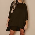 thumbnail image 4 of Camiseta básica para mujer pantalones cortos cintura elástica camiseta de gran tamaño pantalones cortos atuendo diario FLhrweasw Nuevo, 4 of 7