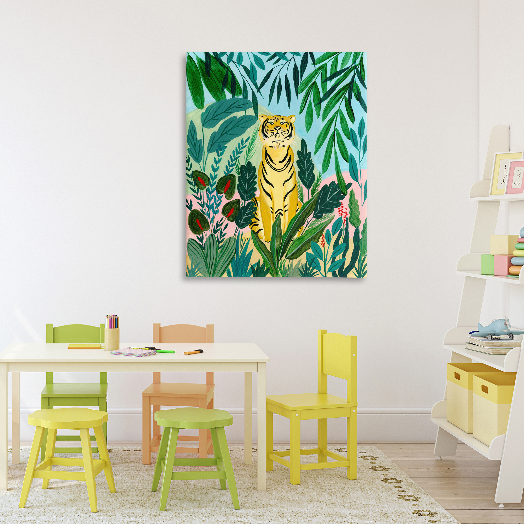 Stoic Tiger Tropical Forest Canvas Wall Art, design by Nabeela Rumi