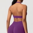 thumbnail image 6 of Neewe Women's Seamless Sports Bra Knitted Yoga Suit Gathering Breathable Workout Gym Tank Top for Women-Purple 2XL, 6 of 9