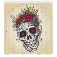 thumbnail image 3 of Ambesonne Sugar Skull Shower Curtain, Boho Plant Skull, 69"Wx84"L, Multicolor, 3 of 3