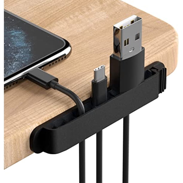 Paquete de 3 organizadores de cables de gestión de cables de cargador para organizar el cable del coche del teléfono de la oficina en el hogar, soportes de cable autoadhesivos (negro) JAMW Sencillez