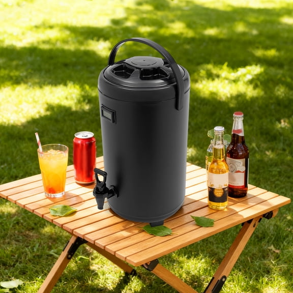 3.17 Gallon Insulated Beverage Dispenser, 12-Hour Hot Cold Drink Container with Electronic Thermometer, Stainless Steel Party Drink Dispenser for Coffee, Iced Tea, Juice, Hot Chocolate