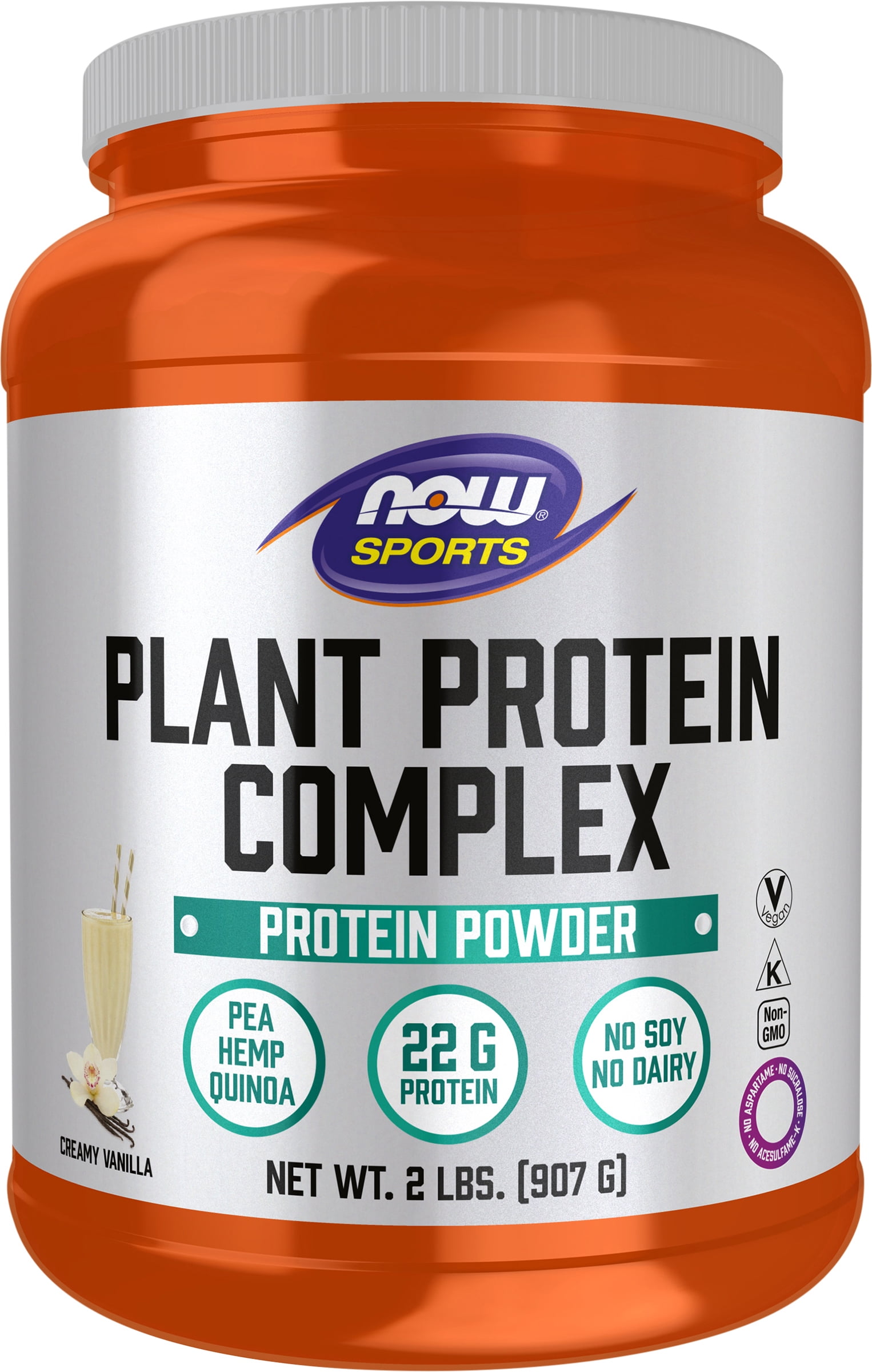 Now Foods Vegan Plant Protein Powder, Vanilla, 22g Protein, 2.0 Lb
