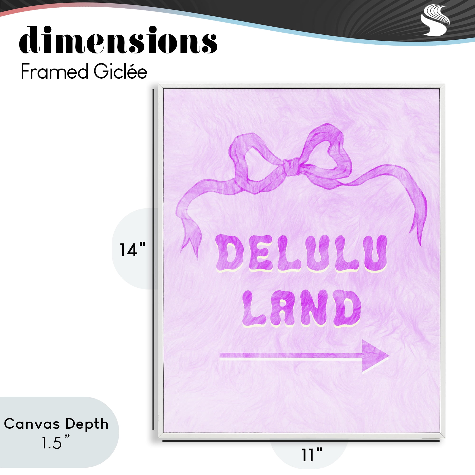 Stupell Industries Delulu Land Feminine Ribbon White Framed Giclee Art, design by Ziwei Li