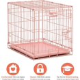 Pink Folding Metal Dog Crate 24" Single Door with Divider Panel