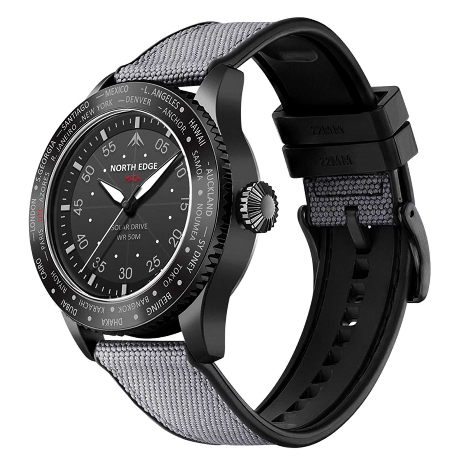 Watches North Edge Mach Watch Pilot Watch Solar Powered Watch For Men 50M Waterproof Chronograph Night  Lasting Up To 180 Days Solar Watch