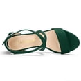 thumbnail image 4 of BLISSFUL STEP Women's Solid Color Open Toe Cross Strap Mid Chunky Heel Sandals, 4 of 7