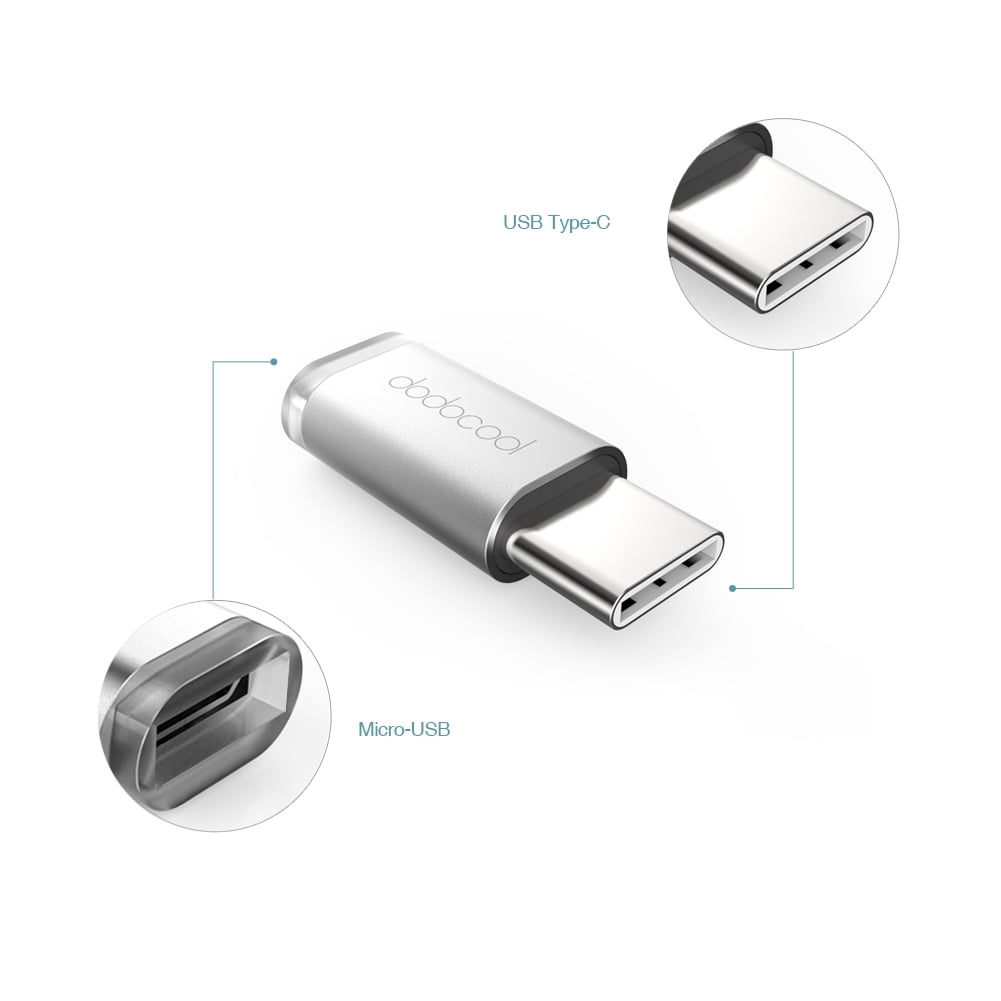Weinig Aanhoudend diep dodocool Mini USB-C to Micro USB Adapter Convert USB Type-C to Micro-USB  Connector Silver - Walmart.com