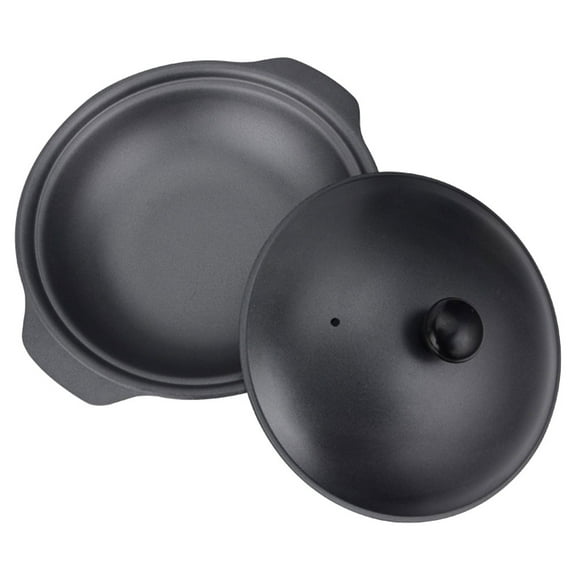 HONMEET 1Pcs Cast Iron Casserole Dish Black Color Nonstick For Chinese Style Stew Cooking