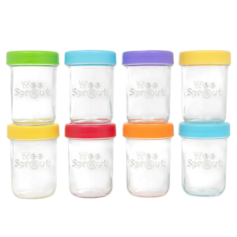 WEESPROUT Glass Baby Food Storage Containers, Set of 12, 4 oz Glass Jars  with Lids, Freezer Storage