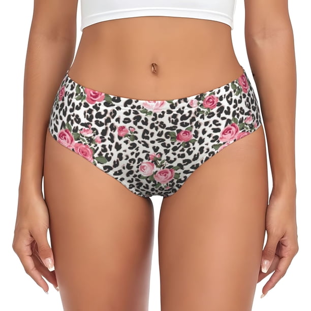 Fotbe Rose Mix Leopard 3 Calzones Estampados para Mujer – Ropa Interior de Algodón, Cómoda, Suave y Elástica-3X-Large
