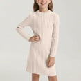 thumbnail image 4 of Bixock Fall and Winter Clothes,Toddler Girls Dresses,Girls' Solid Fall and Spring Long Sleeve Round-Neck Sweater Dress Skirt A-Line Casual Winter Midi Dresses 8-12Y, 4 of 5
