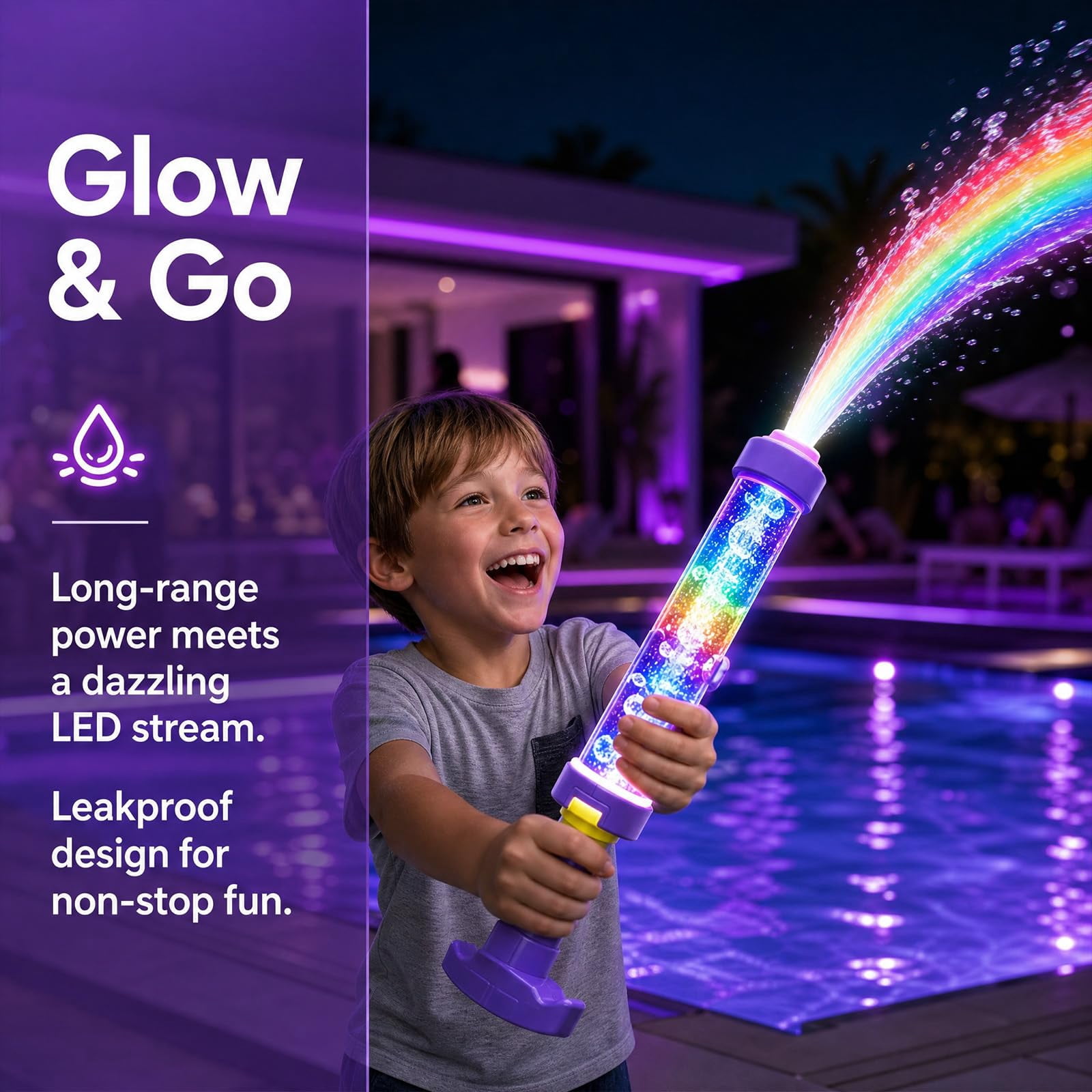 Glowing Rainbow LED Water Blaster, Summer Fun That Pops Like Magic, Suitable for Pool Parties and Outdoor Activities