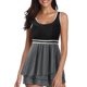 thumbnail image 1 of Gibobby Conjunto de bikini para mujer 2023 Traje de baño dividido para mujer Tankini conservador Conjunto de dos piezas Dobladillo con volantes a rayas(Negro,XL), 1 of 5