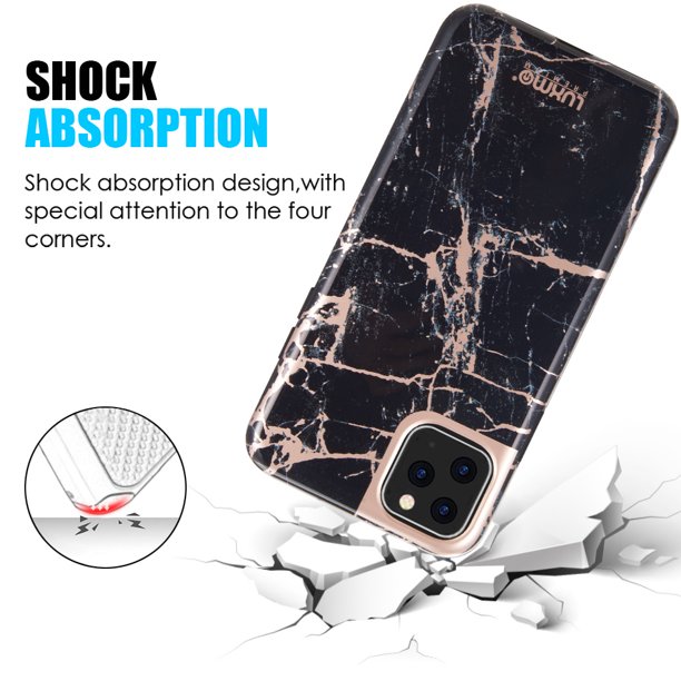 Apple Iphone 12 Iphone 12 Pro 6 1 Phone Case Marble Design Marblicious Hybrid Shockproof Protective Hard Pc Soft Silicone Tpu Cover For Iphone 12 12 Pro Black Walmart Com Walmart Com