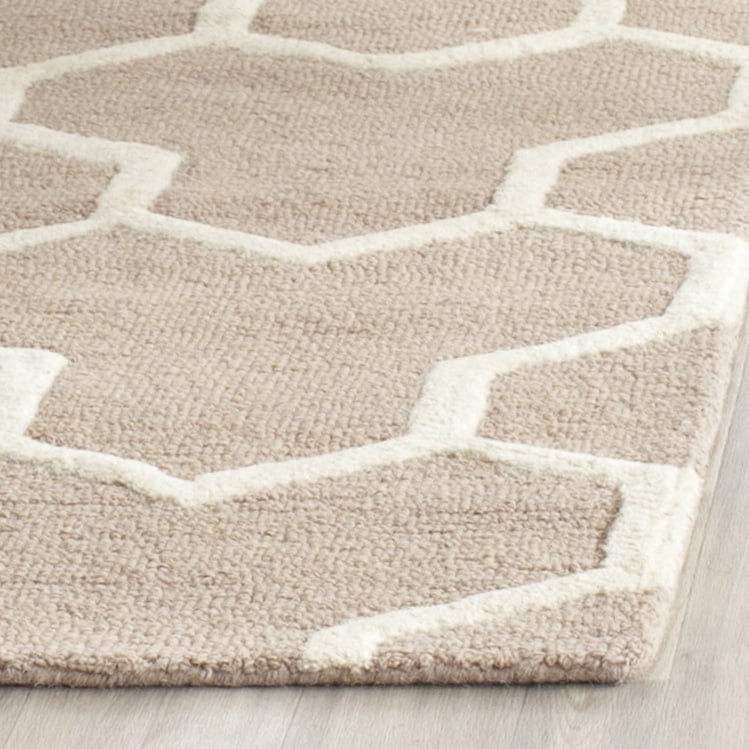 SAFAVIEH Cambridge Joshua Geometric Tessellation Wool Area Rug, Beige/Ivory, 6' x 6' Square