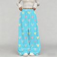 thumbnail image 6 of Womens Sweatpants Plush Flannel Fuzzy Heart Print Elastic Lounge Wide Leg Sweatpants Women Purple L, 6 of 8