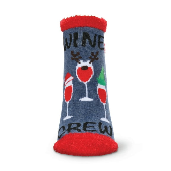 MeMoi Women's Tis The Season To Wine Low-Cut Non-Skid Socks - Womens - Female, 9-11, Dark Denim Heather