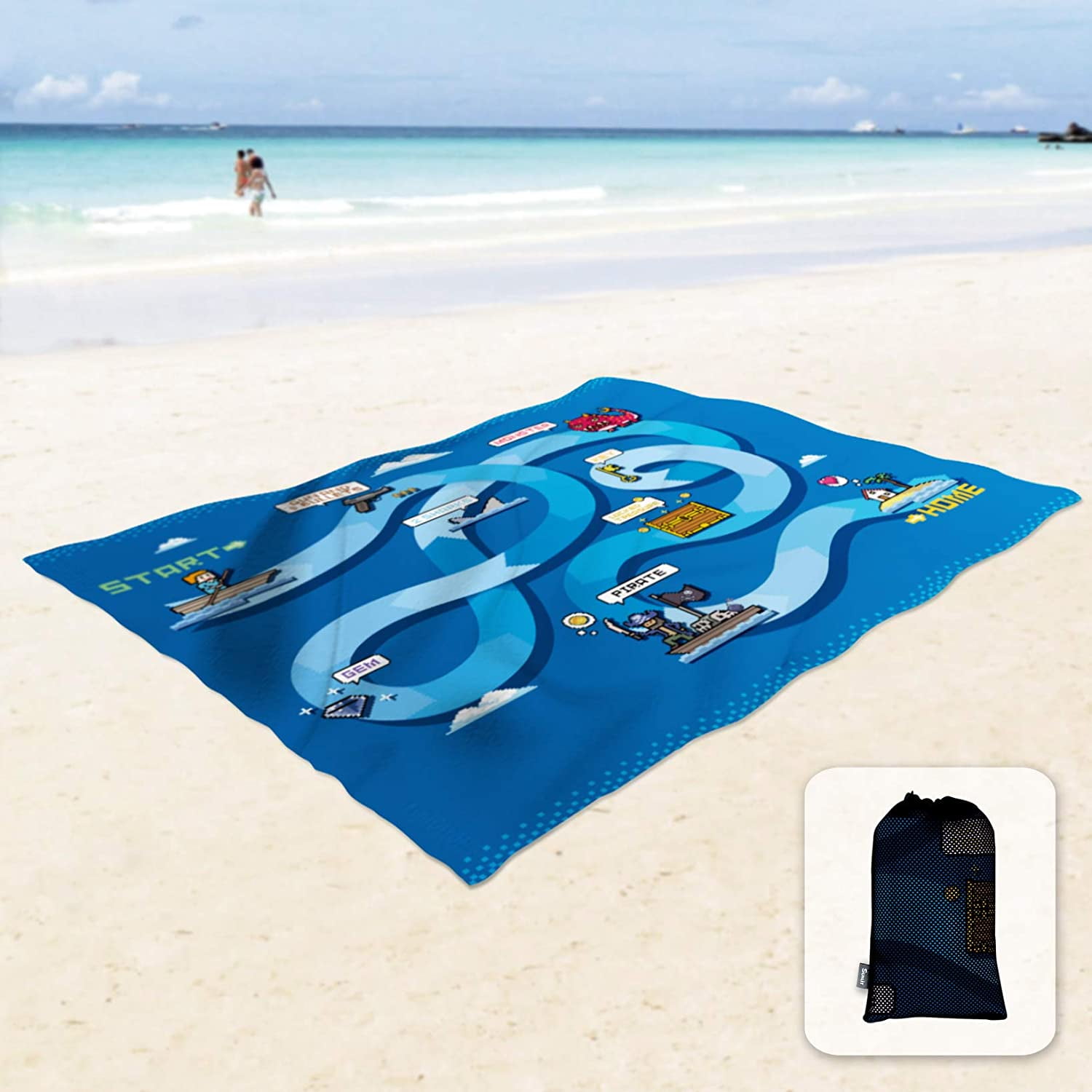 Silky Soft Sand Proof Beach Blanket for Kids Sand Proof Mat with Corner Pockets and Mesh Bag 6 x 7 for Beach Party Travel Camping and Outdoor Adventure Theme Treasure Walmart