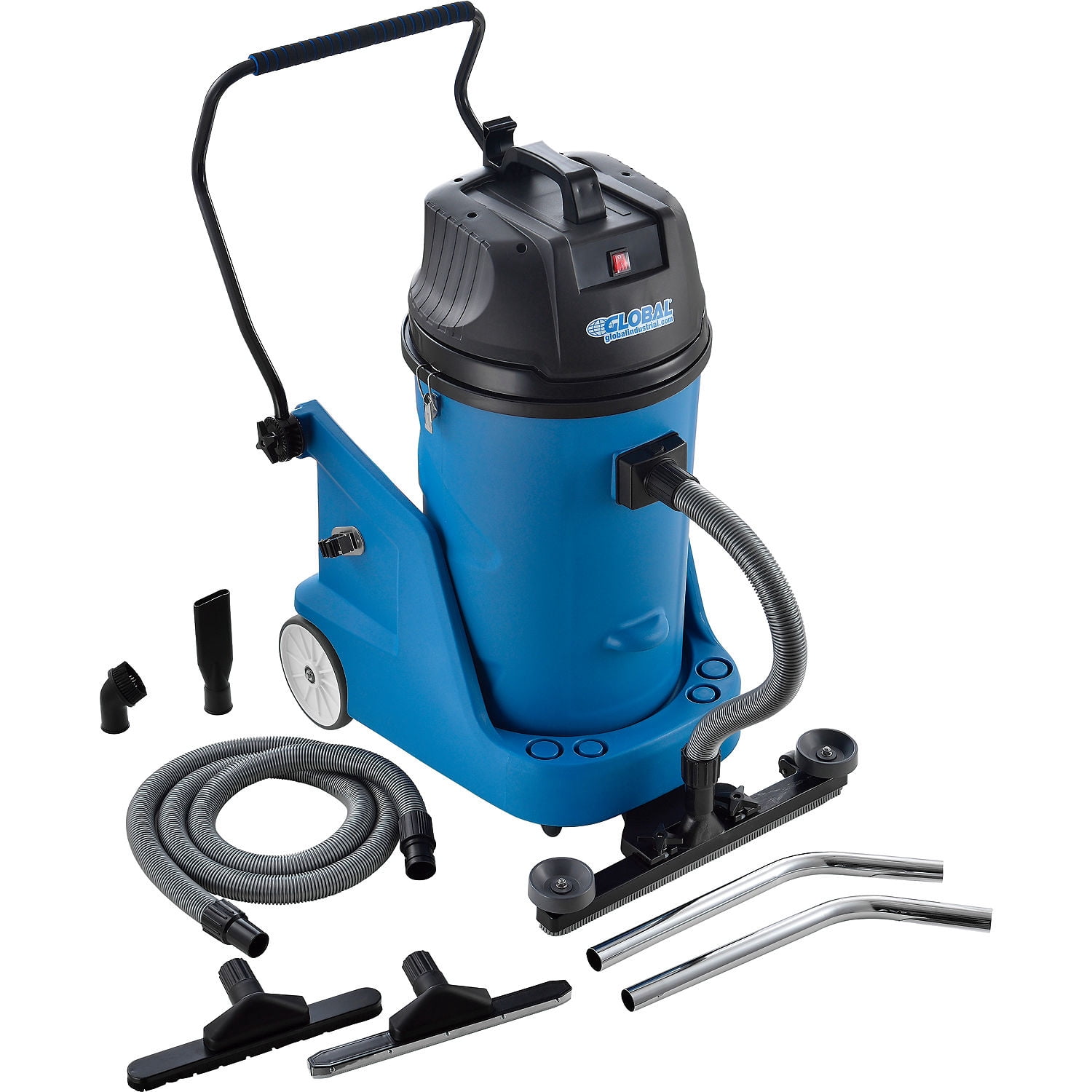 Global Industrial Wet Dry Squeegee Vacuum with On-board Tool Storage, 18 Gallon Capacity