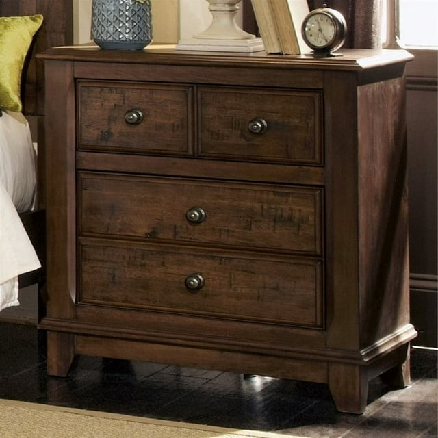 Coaster Laughton 2 Drawer Nightstand in Rustic Brown and Bronze Matte