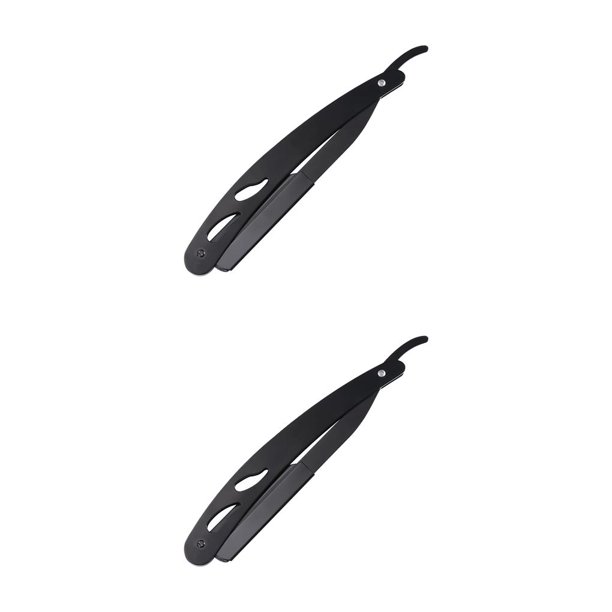 Seitruly Afeitadora de barba Manual plegable, recortadora de pelo de barbero, cortadora de barba de acero inoxidable, maquinilla de afeitar de barbero de negro 2piezas Seitruly CBP160974