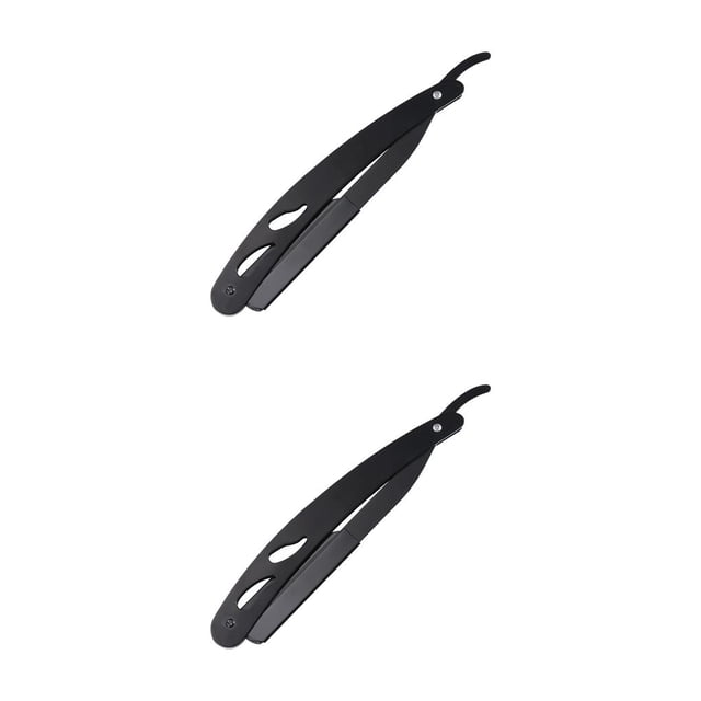 Seitruly Afeitadora de barba Manual plegable, recortadora de pelo de barbero, cortadora de barba de acero inoxidable, maquinilla de afeitar de barbero de negro 2piezas Seitruly CBP160974