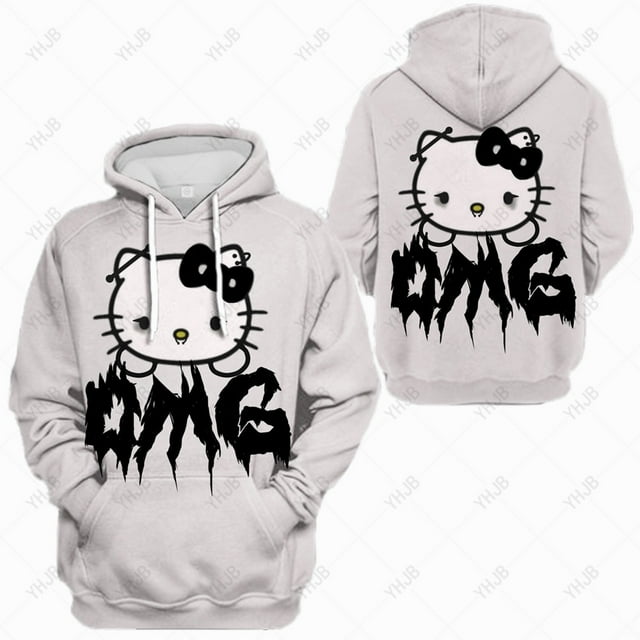 Hello Kitty Chandails à Capuchon Imprimés pour Femmes, Chandails en Molleton à Capuche pour Femmes, Chandails à Capuchon Harajuku pour Femmes, Chandail à Capuchon à Manches Longues pour Femmes, Pullovers pour Dames, HOEMLIN