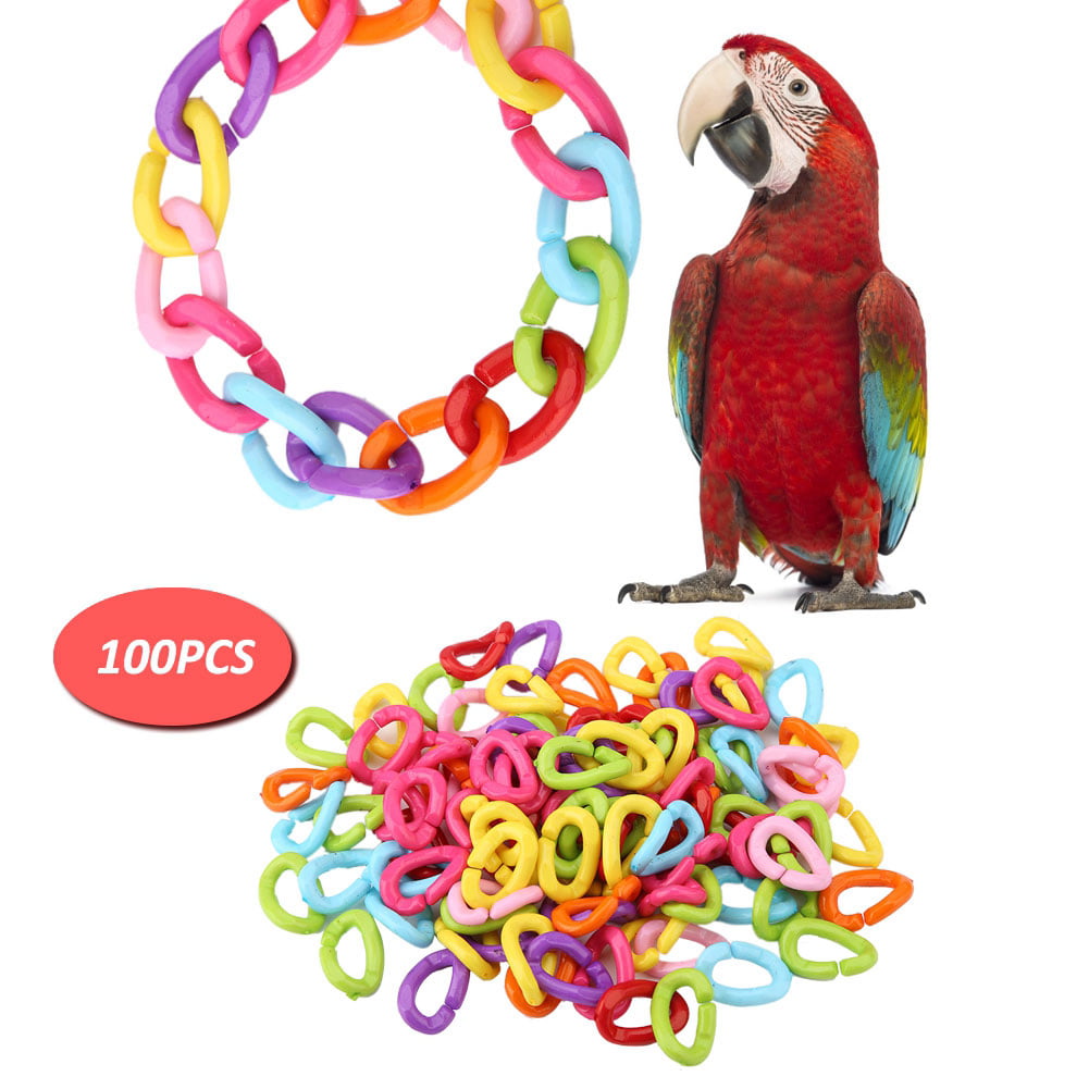 100X Pet Toys DIY Plastic C-clips Hooks Chain Links C-links Parrot Bird Toys D 
