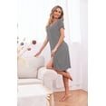 thumbnail image 3 of Ekouaer Women's Nightshirt Short Sleeve Button Down Nightgown V-Neck Sleepwear Pajama Dress, 3 of 6