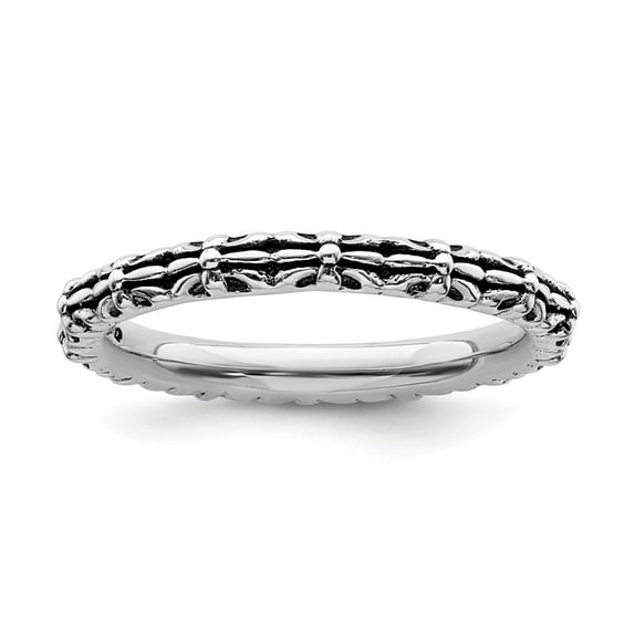 Solid 925 Sterling Silver Stackable Vintage Antiqued Ring Eternity Band Size 7
