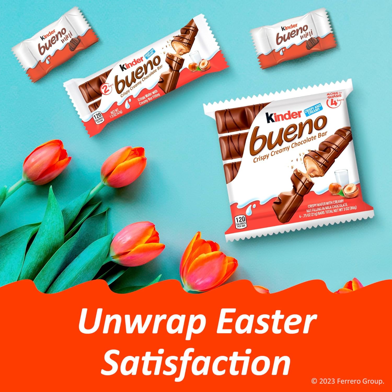 Kinder Bueno, Bulk 20 Pack, Milk Chocolate And Hazelnut Cream, Holiday Gift And Stocking Stuffer, 2. Individually Wrapped Chocolate Bars Per Pack, 30 Oz.
