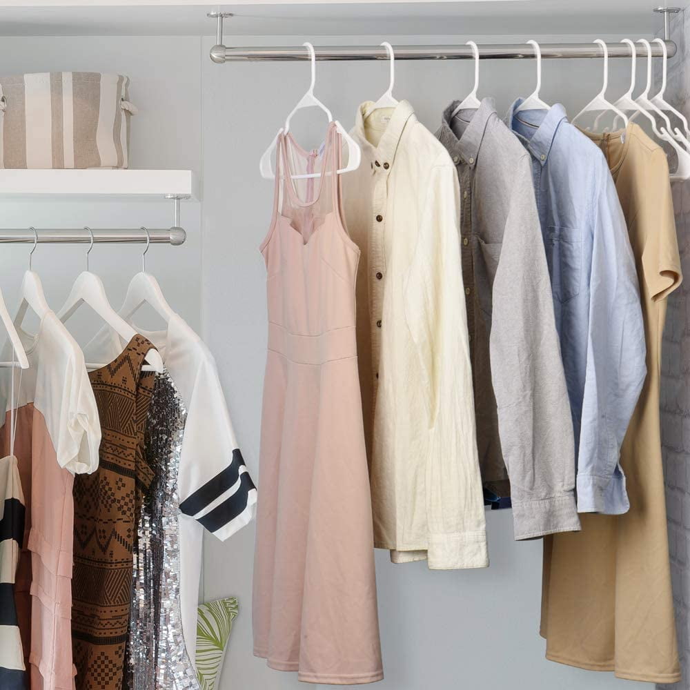 cozymood Plastic Hangers 60 Pack, Plastic Clothes Hangers Space Saving for Closet, Laundry Hangers for Adult Coat, Suit, White