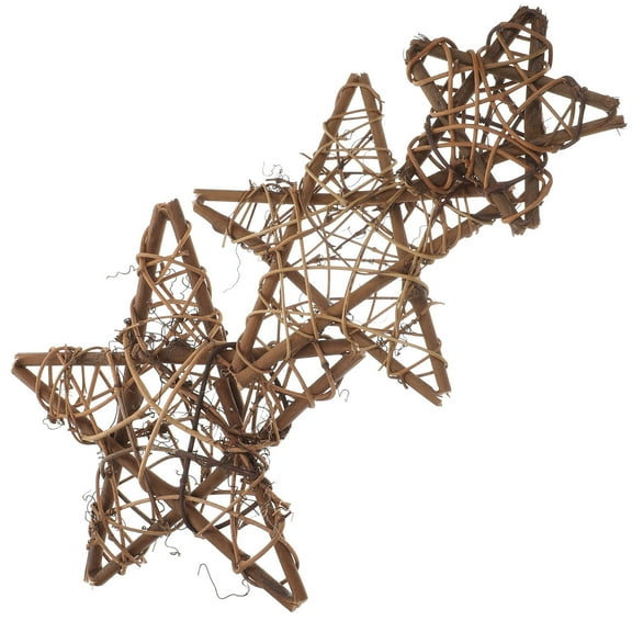BESTOYARD 3Pcs Rattan Star Wreath Base Coffee for Crafting Rustic Decorative Stars with Family