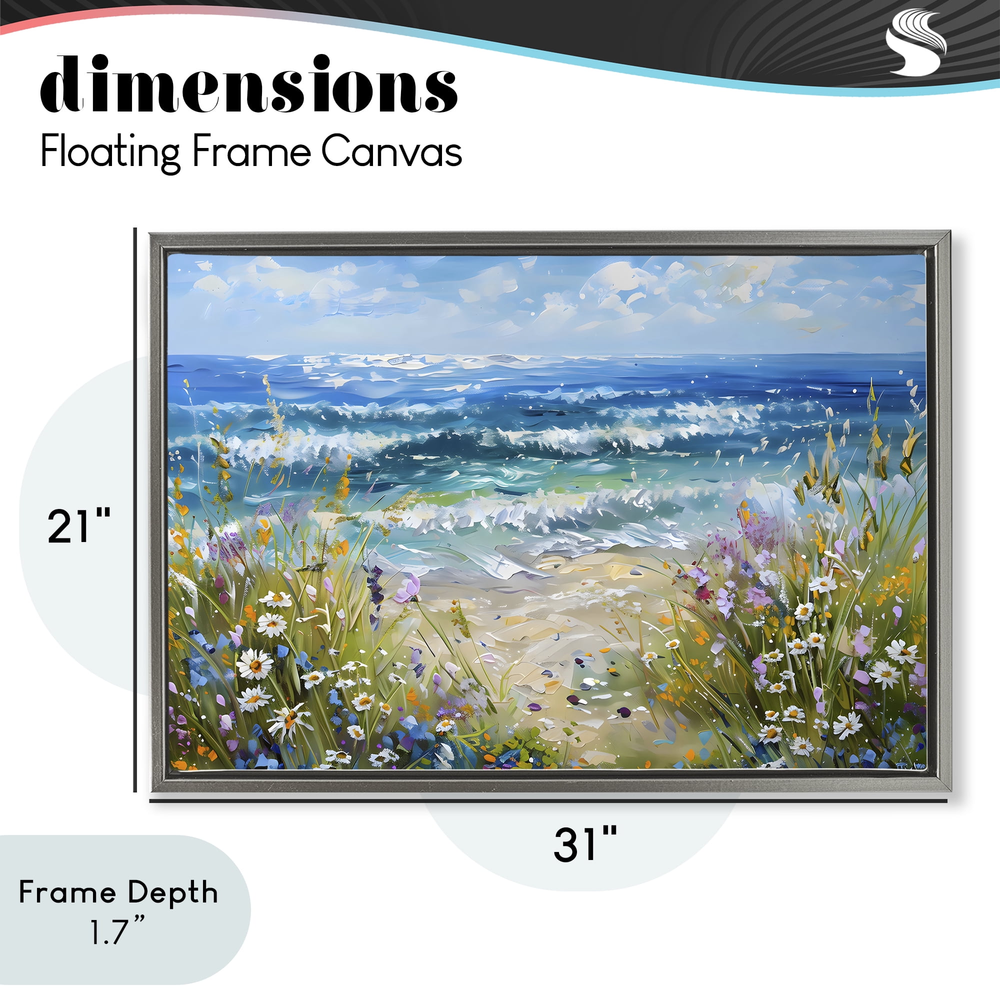 Stupell Industries Floral Beach Meadow by Ocean Gray Framed Floater Canvas Wall Art, design by Creative Studio