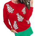 thumbnail image 2 of Women Sequin Sweatshirt Sparkly Santa Xmas Tree Shirt Long Sleeve Crew Neck Oversized Pullover Red S, 2 of 8