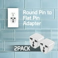 thumbnail image 3 of Cellet USA, Canada, Mexico, Japan Travel Plug Power Adapter Round Pin (EU/UK/Korea/China/AU) to Flat (USA) Pin, 2 Pack, White, 3 of 7