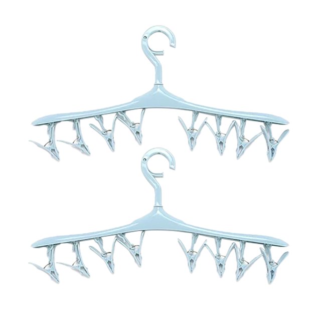 Crochets Robustes pour Suspendre 2 Pcs Cintres avec Clips Amovibles Robustes et Gain de Place avec 8 Clips de Doigt Taille Unique Bleu