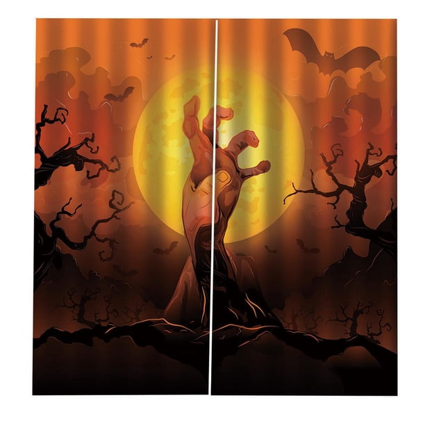 Matsuzay 2 piezas de cortinas de terror, decoración de casa, cortinas, accesorios de barra de mano de Halloween Sombras de ventana S Matsuzay HA011127-01