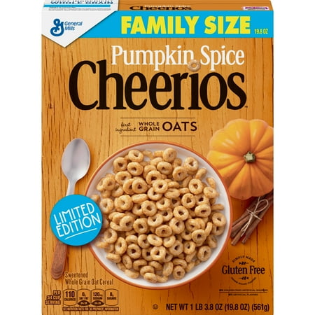 Pumpkin Spice Cheerios, Gluten Free, Cereal with Oats 19.8oz Box