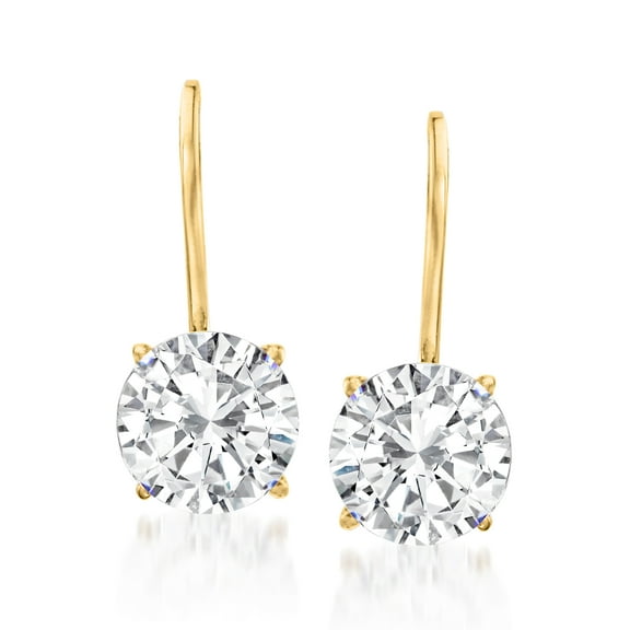 Ross-Simons 2.00 ct. t.w. CZ Drop Earrings in 14kt Yellow Gold, Women's, Adult