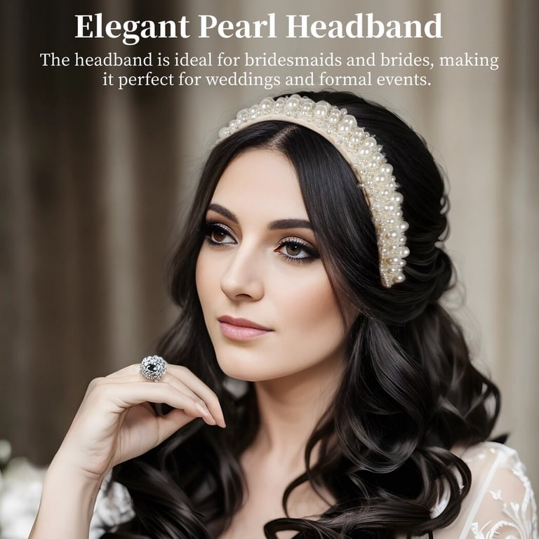 Pearl Headband, Wide Pearl Hair Hoop, Fashion Bridal  display picture 3