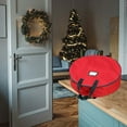 thumbnail image 5 of Kumdkd Round Wreath Storage Bag, 24x4in Layered Cover with Transparent Window & Zipper, Durable Oxford Cloth Holiday Decoration Organizer, Red, 5 of 6